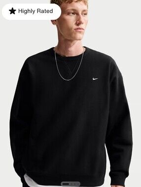 Nike Solo Swoosh Fleece Crew Sweatshirt ~  Black HV1086-010 | Men's: M *NWT